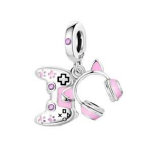 Gamer Girl Dangle Bracelet Charm Sterling Silver Game Controller Unicorn Headset